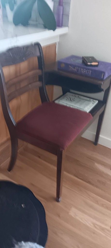 Antique Phone Table And Chair