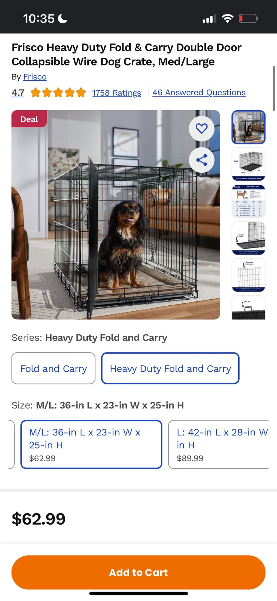 Frisco Heavy Duty Fold & Carry Double Door Collapsible Wire Dog Crate