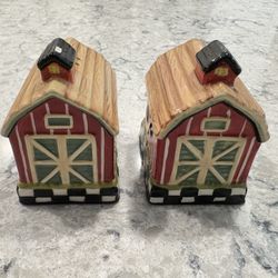 Vintage Fall Barn Salt and Pepper Shakers