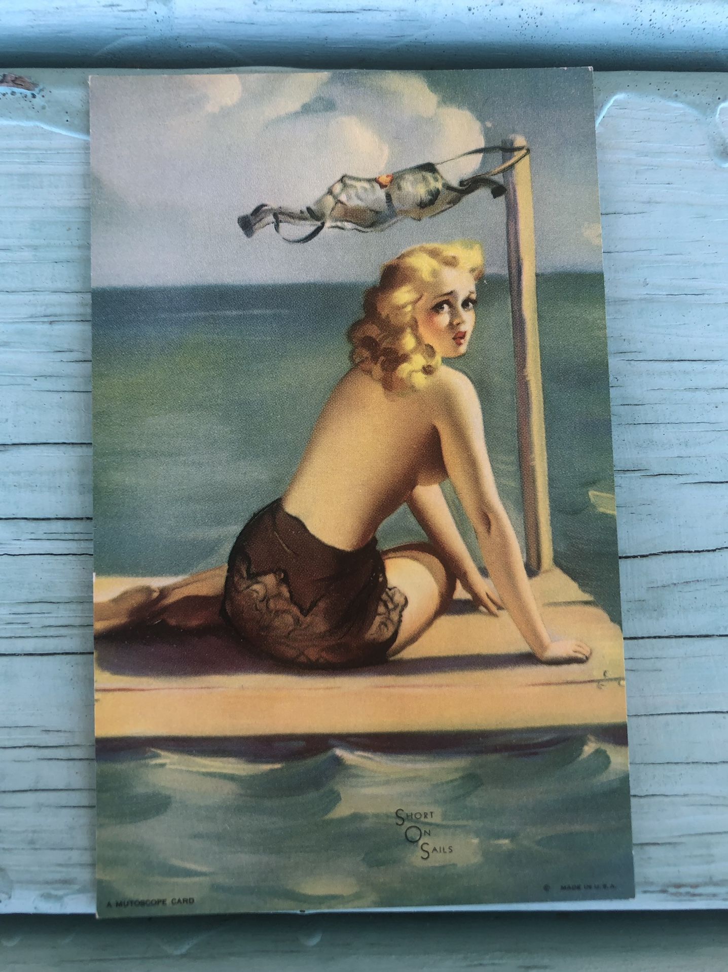 Rare Vintage/Antique Risqué Pin Up Girl 1940s Card/Postcard GC 3.5 x 5.5 USA