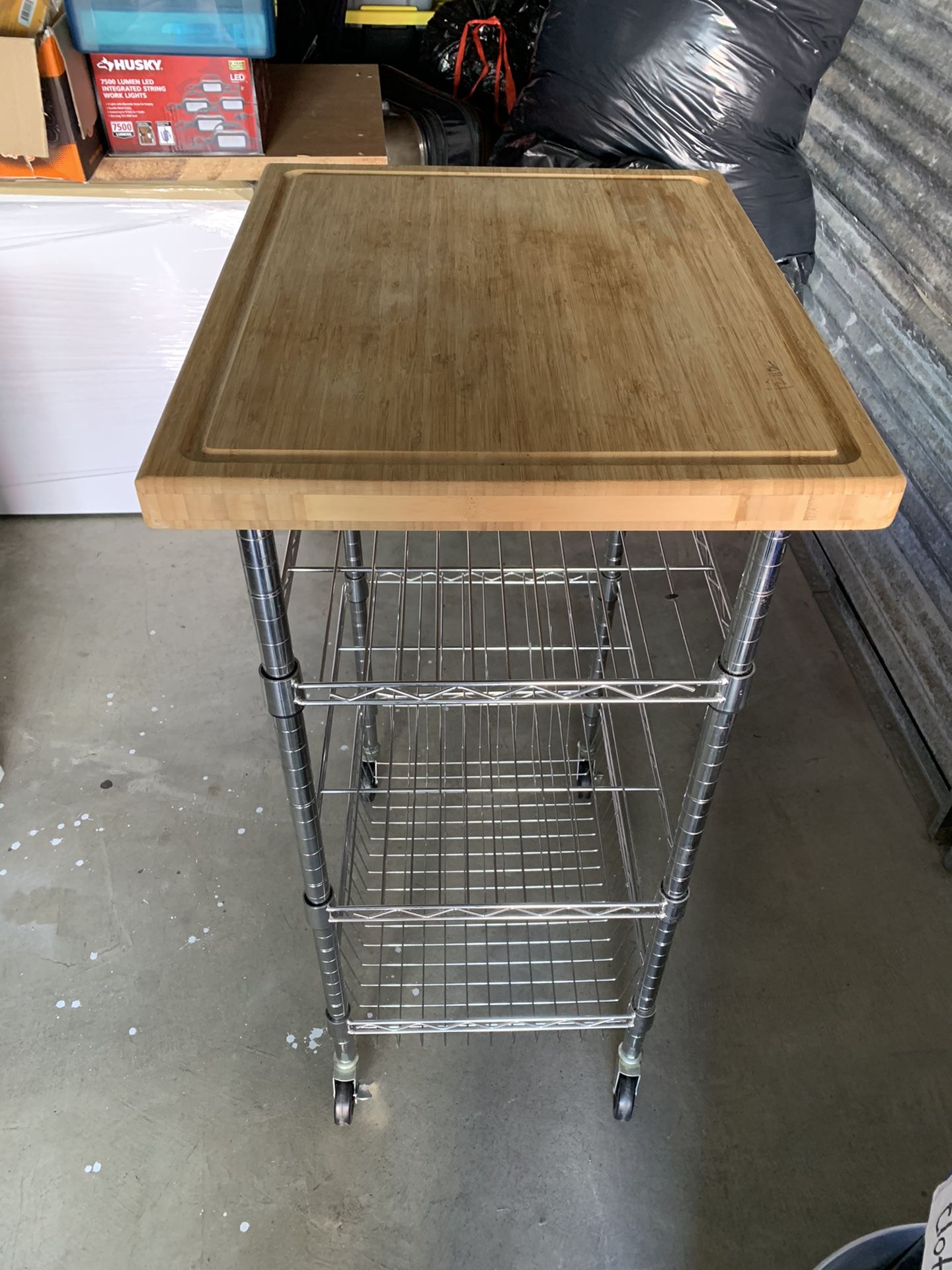 Rolling Kitchen Island with Cutting Board