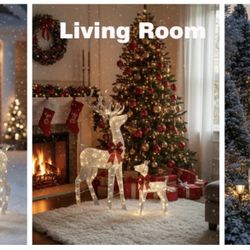 Christmas Deer Family Set, Christmas Decorations set of 3-new in box 