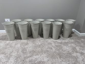 12 Galvanized Metal Flower Vases (wedding) 