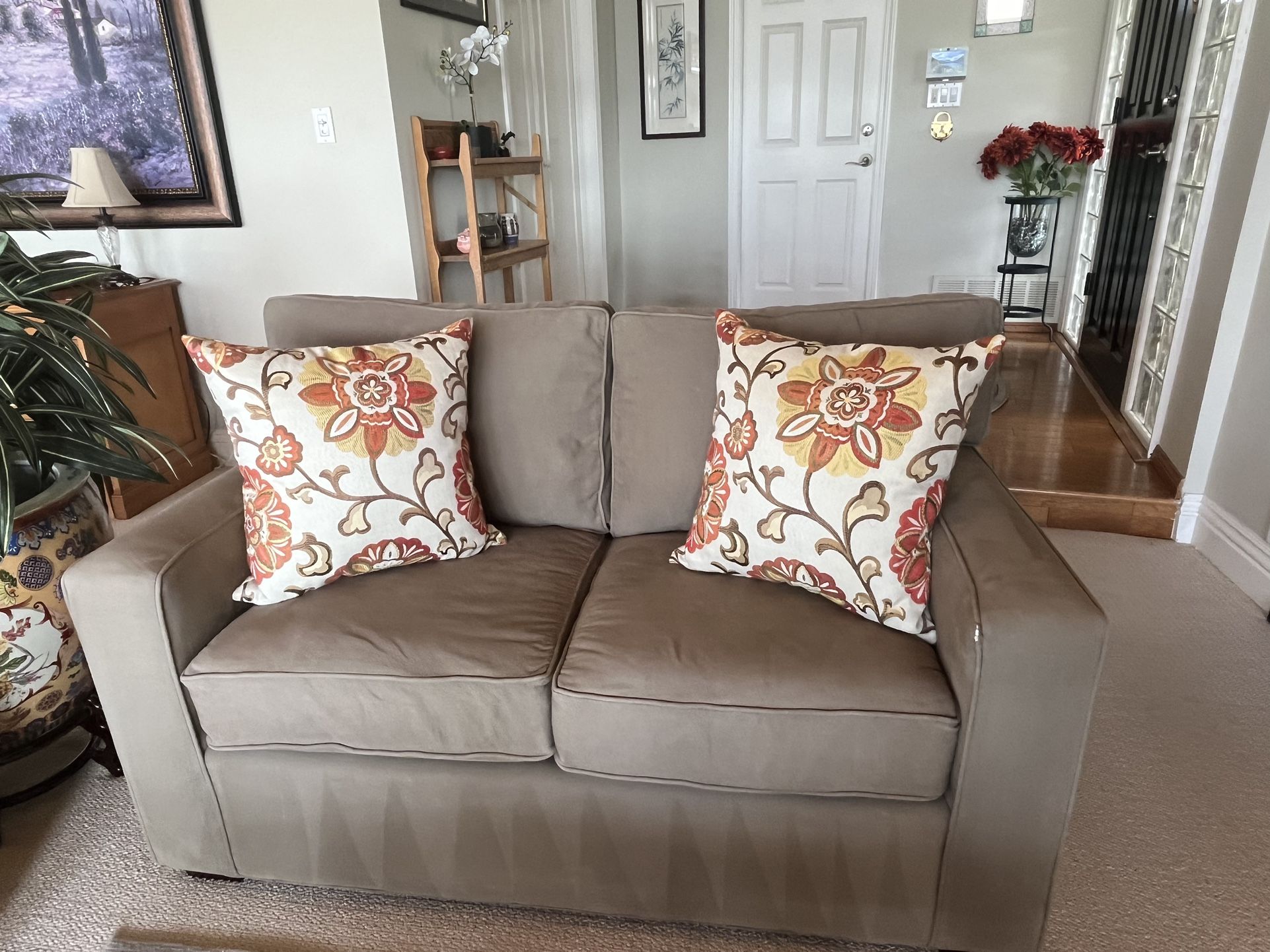 Pottery Barn Couches, Macy’s Swivel Rockers, Long Table , Chest And