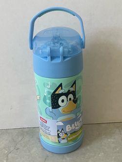 THERMOS FUNTAINER Water Bottle with Straw, 12oz, Blue. Kids