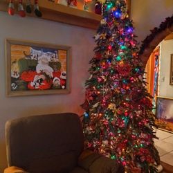 9Ft. Realistic Frazier Fir with Pine Cones Box & Stand