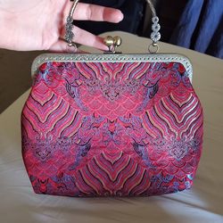 Vintage Asian Inspired Embroidered Tapestry Clutch Handbag
