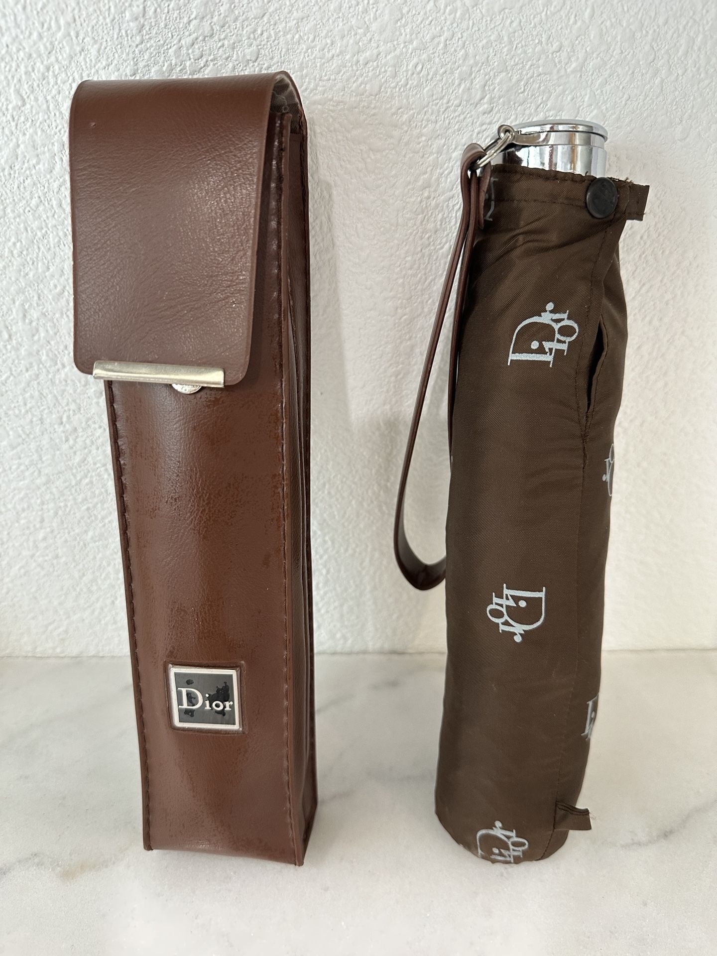 Vintage Dior Brown Monogram Umbrella with Case – New, Never Used