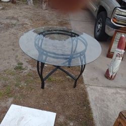 45 Inch Metal Glass Table