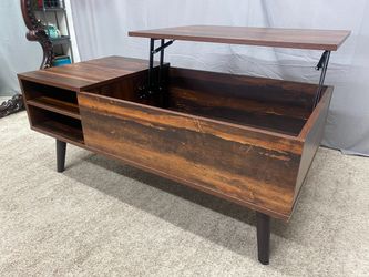 Dark Modern Lift Top Coffee Table w/ 2 Shelves