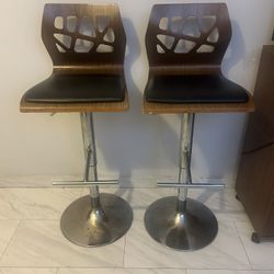 Wooden leather stools 