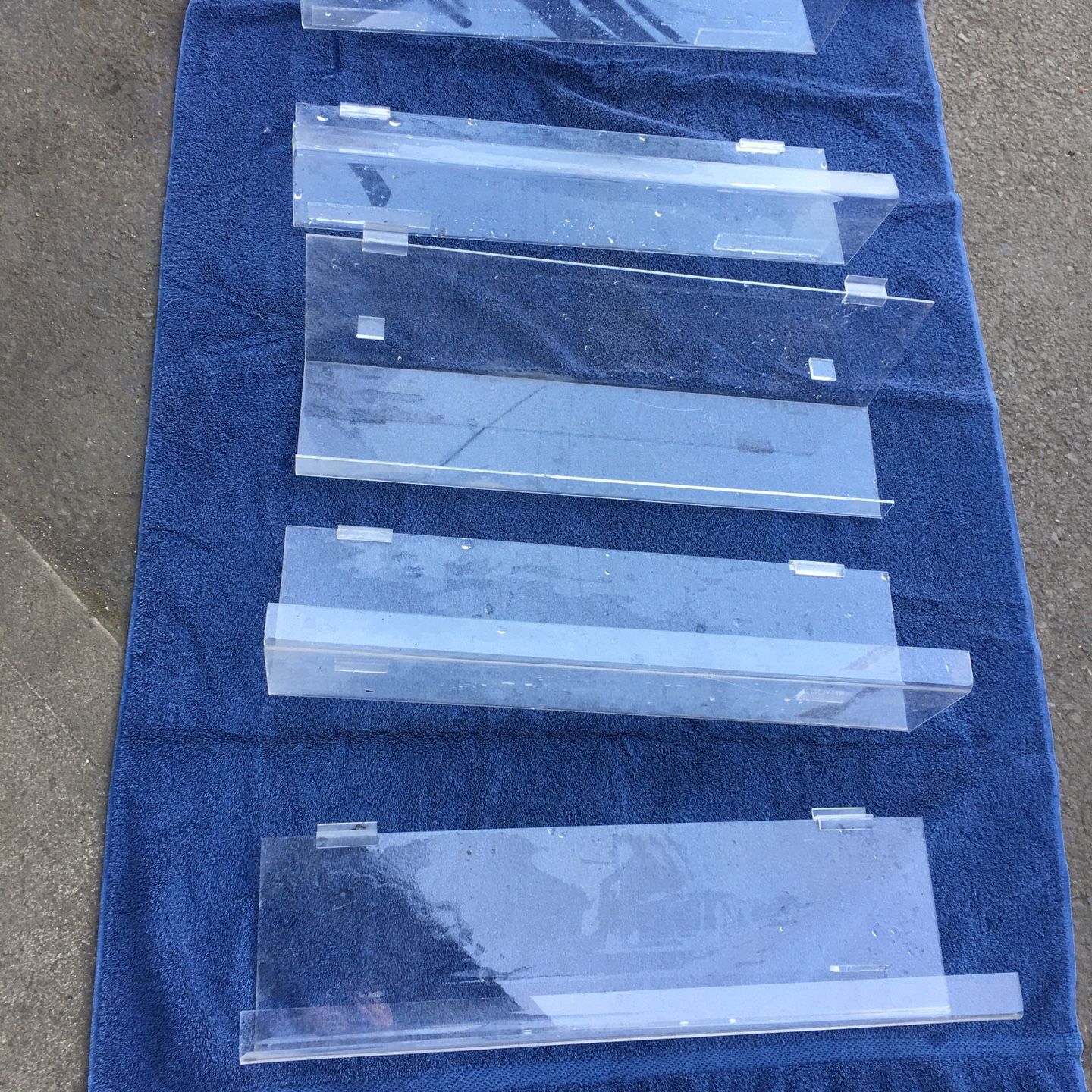 Set Lot of 5 J Shelves Acrylic for Slatboard Slatwall Organization Retail Office Clear Plastic