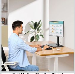 MOUNT PRO Single Monitor Stand Fits Max 32 inch Screen, Free-Standing Computer Desk Stand, Display Mount with Height Adjustable, Swivel, Tilt, Rotatio