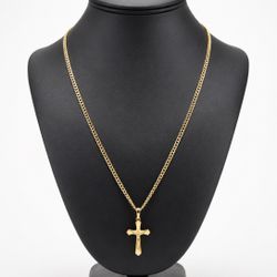 CADENA DE ORO CON DIJE DE CRUZ DE 14K
