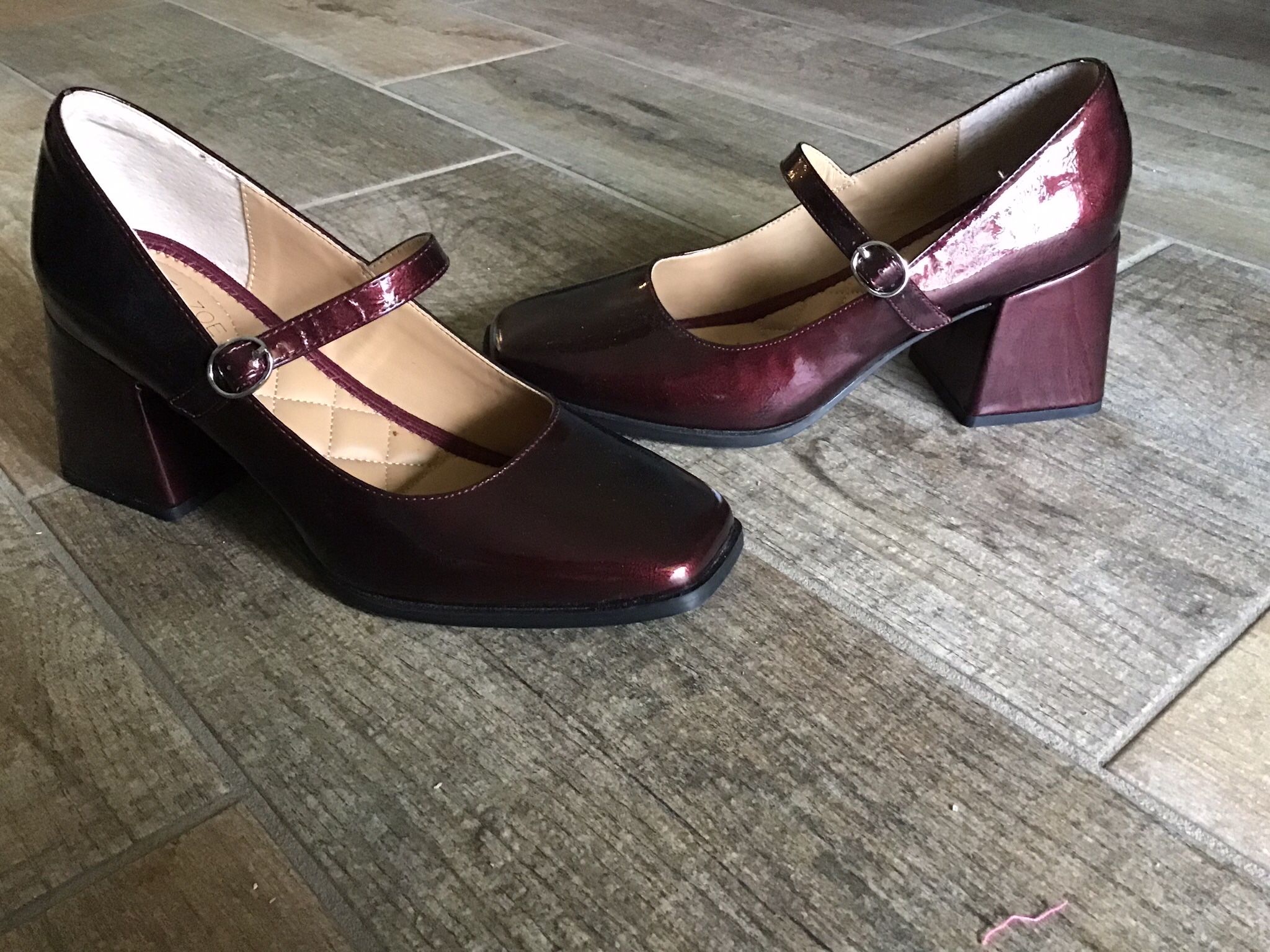 RACHEL ZOE~Burgundy Stylish Square Toe Patent Block Heel Mary Jane Shoes~size 8~Excellent  Condition  Pick up at Four Mile Cove Parkway behind Walmar