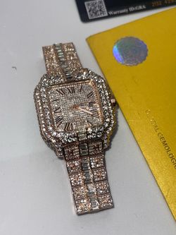 Diamond Rose Gold iced out Baguette luxury watch
