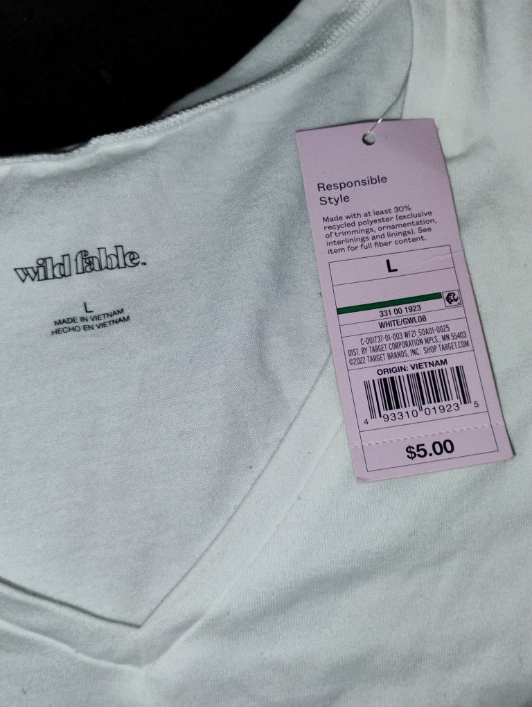 Girls White New V Shirt