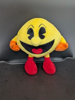 Pac-Man Plush Yellow Stuffed Anime Arcade Game Character Kawaii Collectible 10"