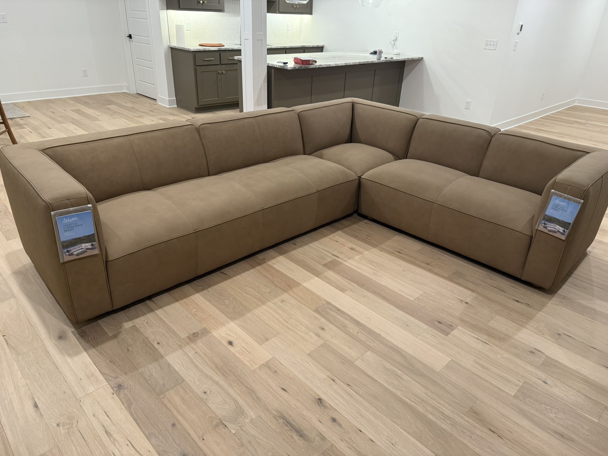 JOJO FLETCHER MATTEO NUBUCK LEATHER SECTIONAL - SADDLE