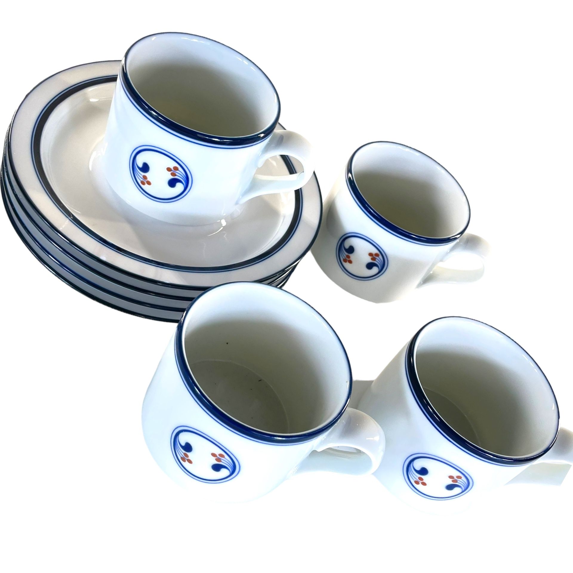 Vintage Set of 4 Dansk Bistro Aalborg Lindholm Maribo Coffee Cups and Saucers