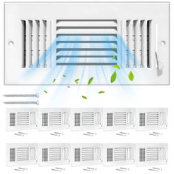 6 Pcs 12x8 Inch Air Vent Covers for Home Ceiling,3-Way Solid Metal Wall Vent Cover Ac Vent Ceiling Register,Return Air Vent Cover,Vent Grill for Wall 