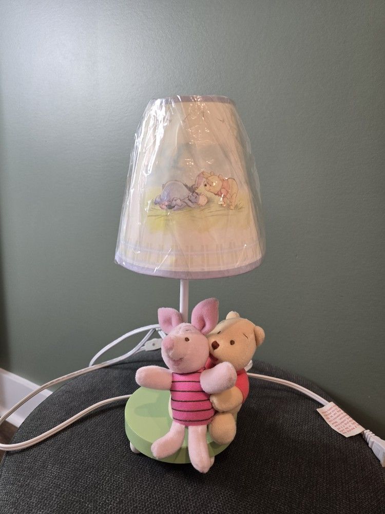 Vintage Disney Pooh & Piglet Plush Nursery Lamp Night Light TESTED Tigger Eeyore, new