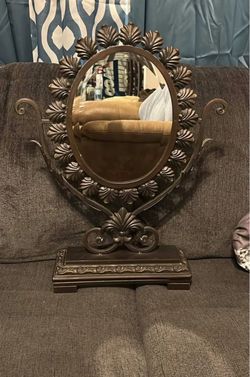 Ornate Bronze Vanity Table Mirror