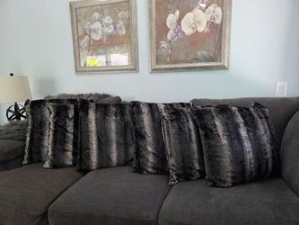 Faux Fur Throw Pillows Set of 6