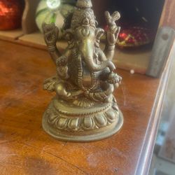 Vintage Brass Ganesh Statue Miniature 