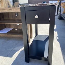 Espresso marble End Table With Drawer