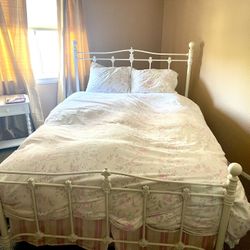 Bed frame, Double Mattress, Bedding, Night stand, Chest For Girls Room