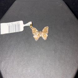 35773-11 14KYG BUTTERFLY 2 TONE PENDENT