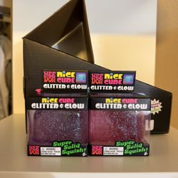 NeeDoh Nice Cube Glitter & Glow Pink And Purple