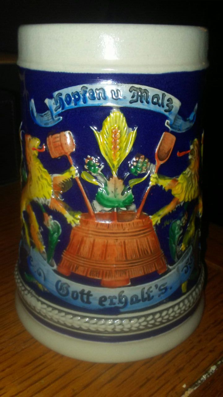 W. German Beer Stein - hopfen und malz Gott erhalt's