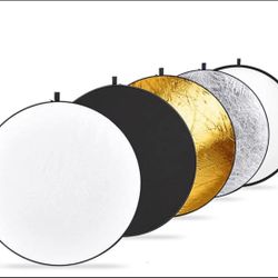 NEEWER 43 Inch/110 Centimeter Light Reflector Diffuser 5 in 1 Collapsible Multi Disc with Bag - Translucent, Silver, Gold, White, and Black for Studio