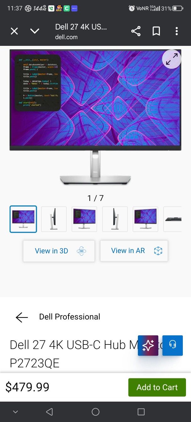 Dell 27" 4k Qled Monitor - $150 OBO!!!