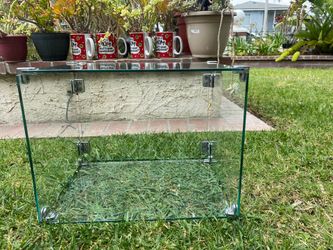 Glass display case open back no door