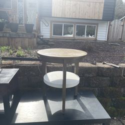 Free desk, shelve unit, and two tables