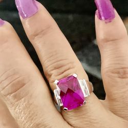 925 Pink  Topaz Stone Ring  Size 7