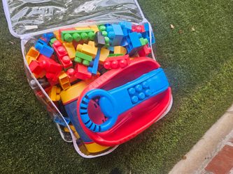 Building blocks and wagon