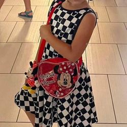 Mickey Mouse dress - girls 7/8 - black white check