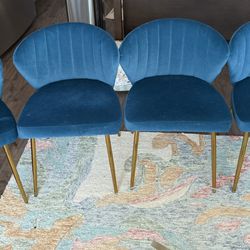 Sapphire Blue W Gold Legs Chairs