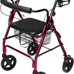 Graham-Field RJ4805R Lumex Walkabout Contour Deluxe Rollator with Seat, Walker