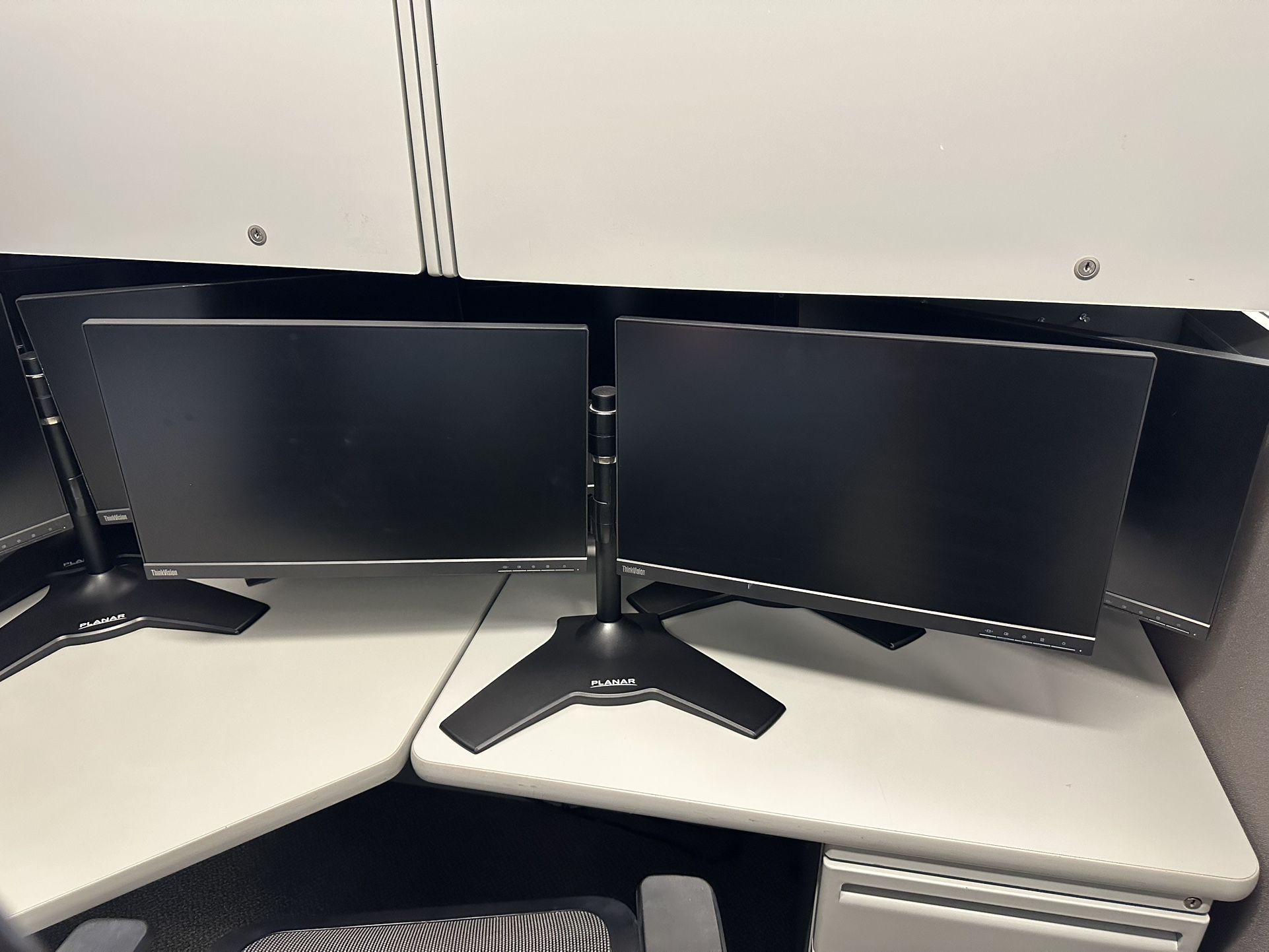 Dual 24” Lenovo ThinkVision Monitors With Planar VM Stand