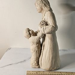 "Mothers Day Gift?" Dee Crowley Vintage 1992 Austin Sculpture “Boy Giving His Mother Bunch Of Flowers"