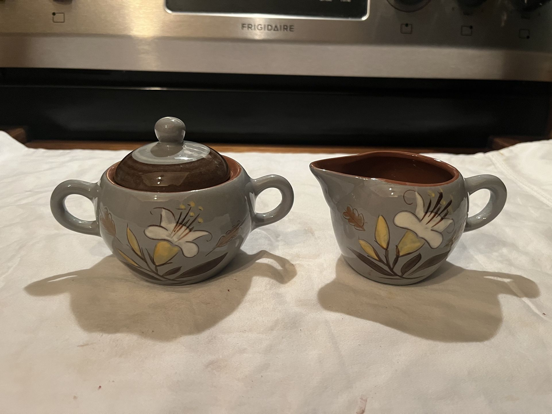Set Of Stangl Pottery creamer, and sugar bowl