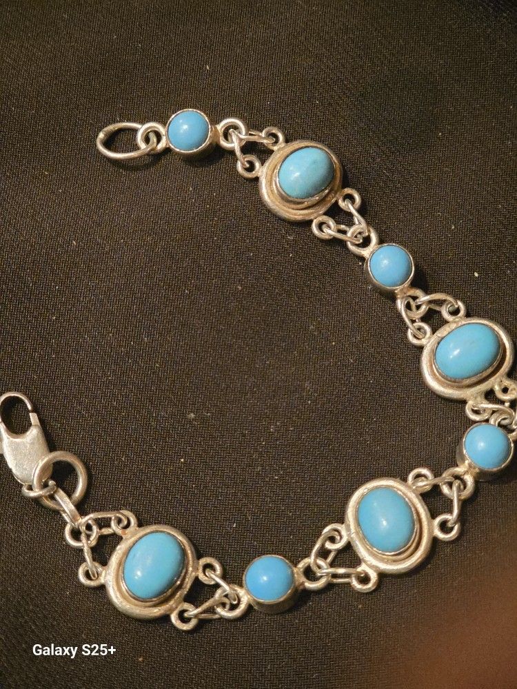 silver torquoise bracelet