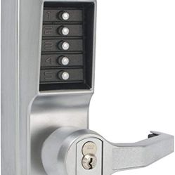 Kaba Simplex L1000 Series Metal Mechanical Pushbutton Cylindrical Lock with Lever, Key Override, 13mm Throw Latch, Floating Face Plate, 70mm Backset, 