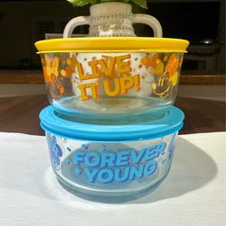 Pyrex Disney Glass Storage Bowls with Lids Set of 2