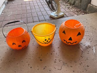 Halloween Pumpkin Trick-or-Treat Buckets Set of 3
